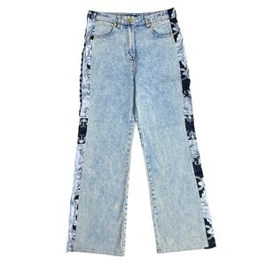 Y2K Custom Versace Vintage Inspired Denim Baroque Bandana Side Stripe Size Large